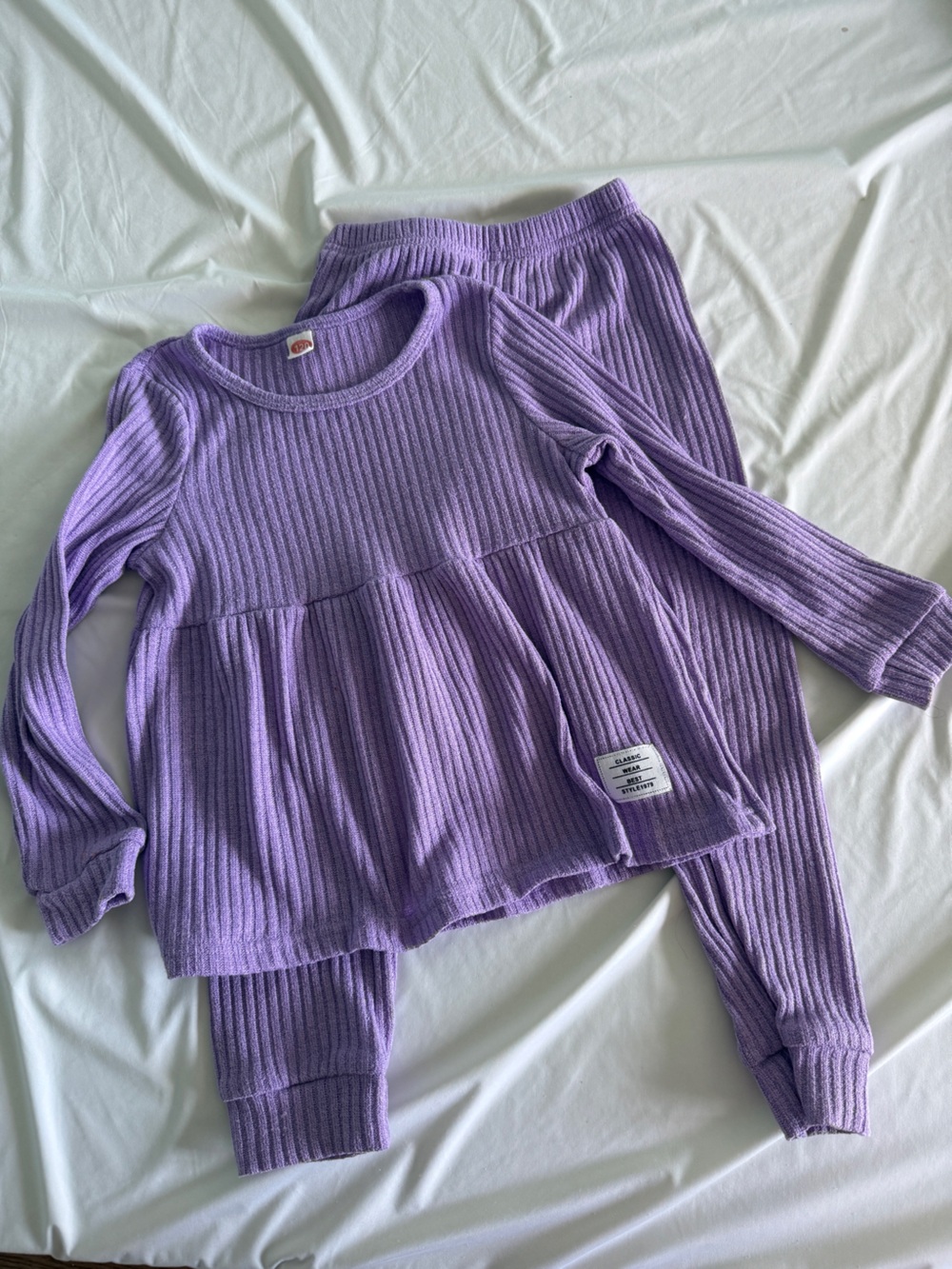 Classic Lavender Ribbed Peplum Matching Set